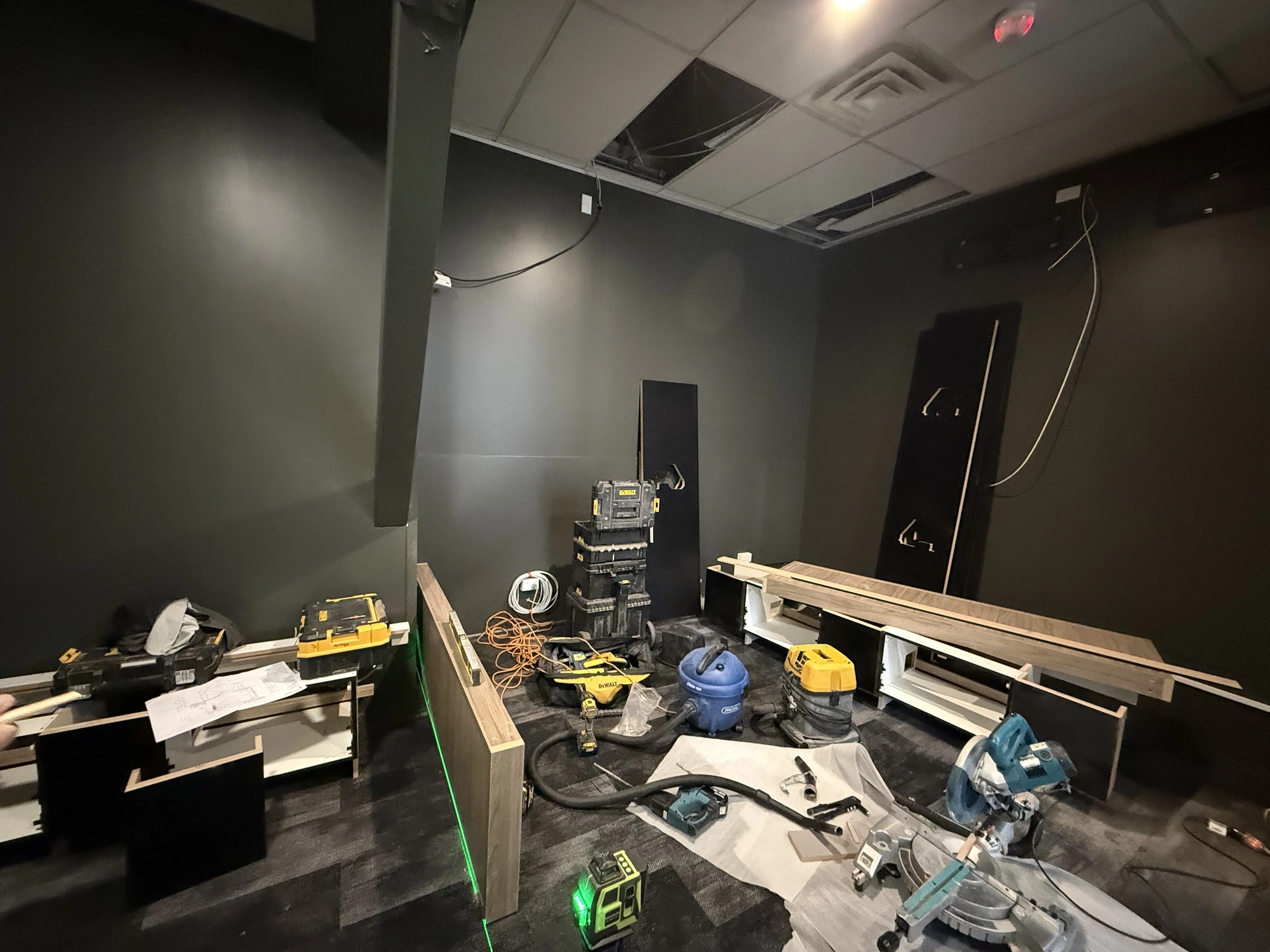 During stage progress as finishing work takes shape